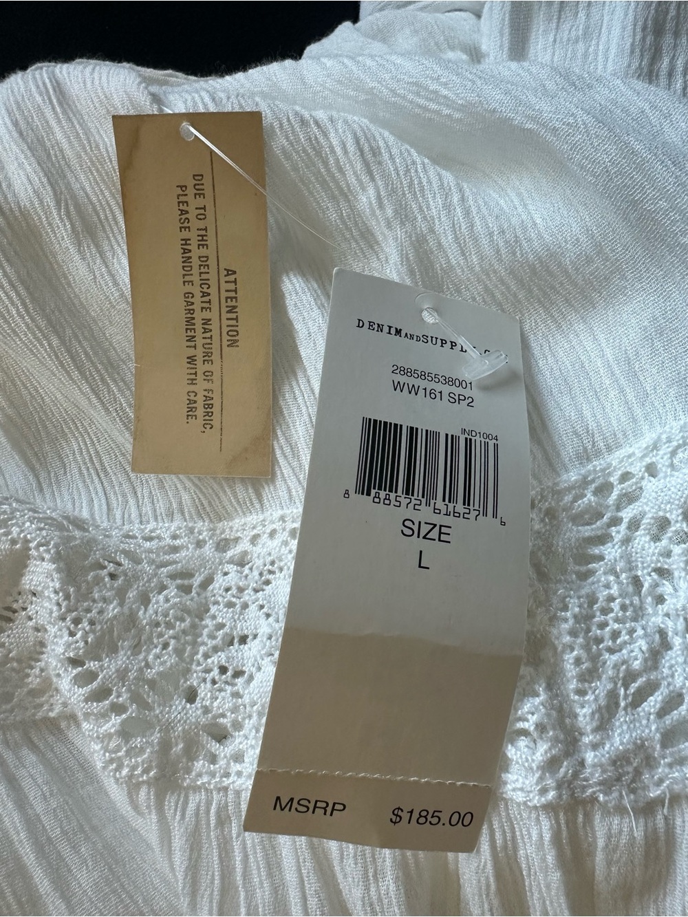 Denim & Supply Ralph Lauren White Lace-Trim tier Maxi Dress boho Large discontin - Picture 8 of 16